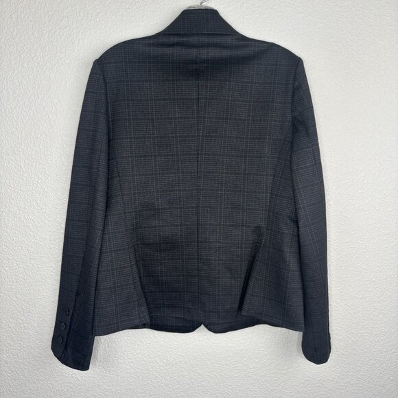 Amanda + Chelsea Women's Blazer Medium Gray Houndstooth Plaid Two Button Front - Picture 6 of 8